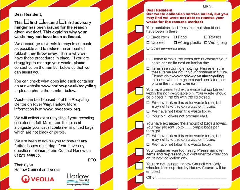 Putting your bins out Harlow Council